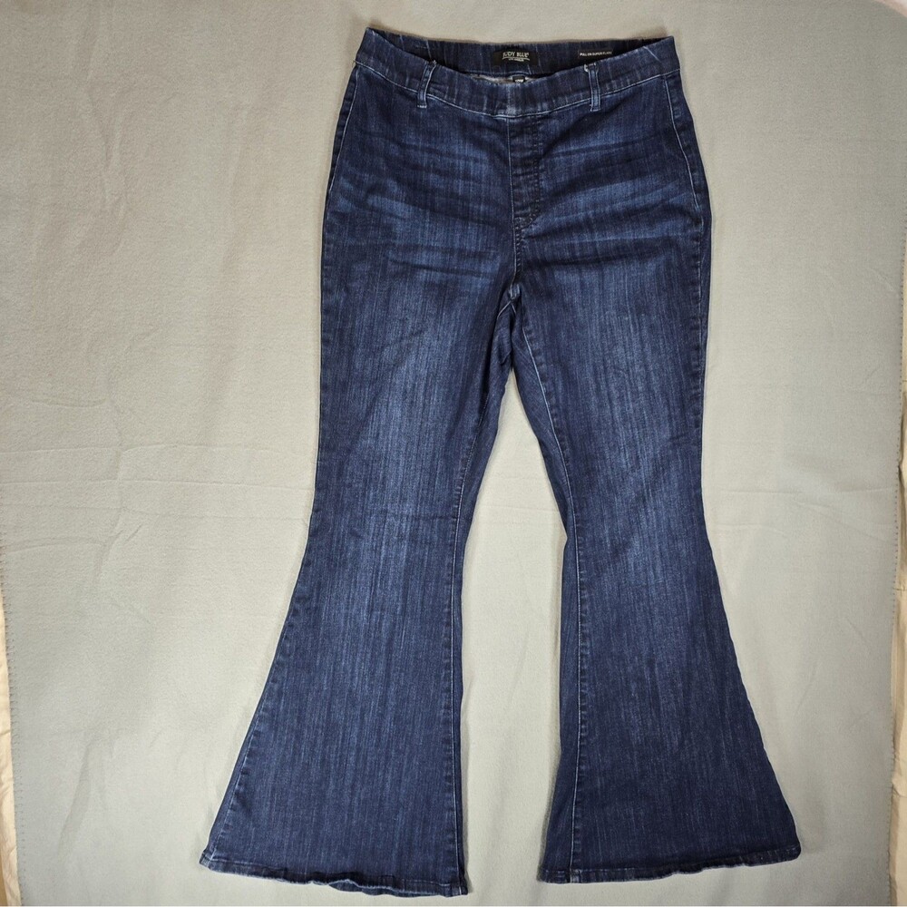 Judy Blue Jeans Womens 18W Pull On Super Flare High Rise Dark Blue 88136